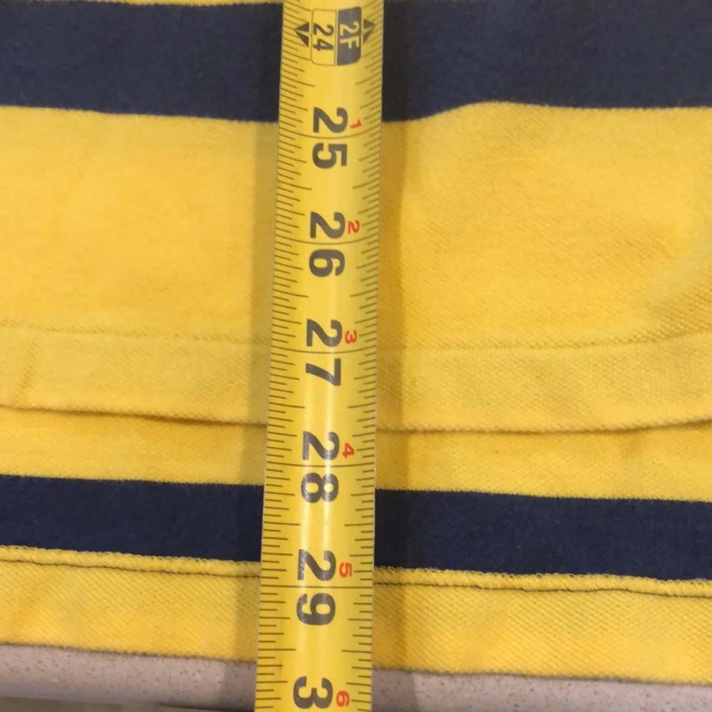 POLO BY RALPH LAUREN YELLOW AND NAVY STRIPED POLO SHIRT SIZE LARGE